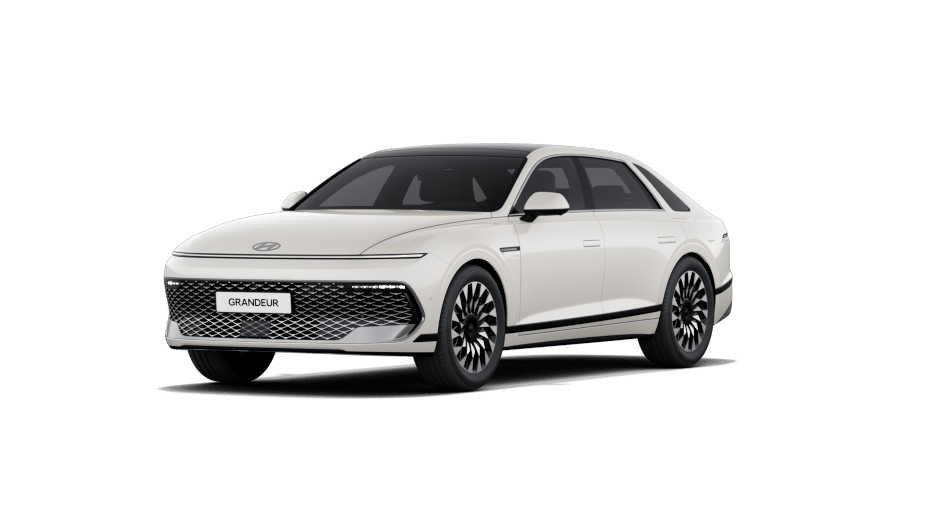 HYUNDAI 그랜저 흰색 차량 앞쪽 대각선 모습