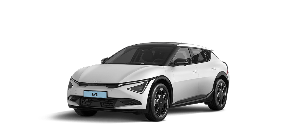 KIA EV6 흰색 차량 앞쪽 대각선 모습